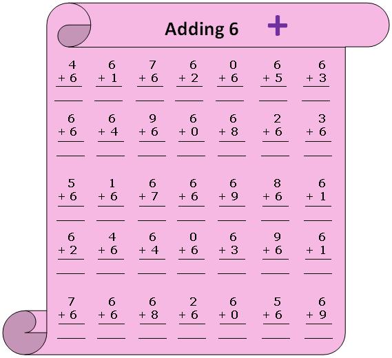 Worksheet on Adding 6 | Practice Numerous Questions on 6 | Addition Table