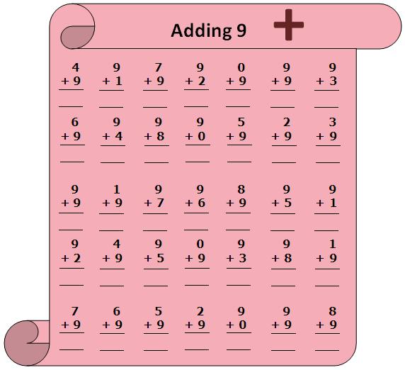 Worksheet on Adding 9 | Practice Numerous Questions on 9 | Addition Table