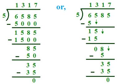 In division of four-digit by a one-digit numbers are discussed here step by step.    How to divide 4-digit numbers by single-digit numbers? 