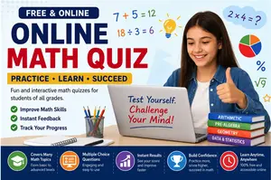 Online math quiz for kids and students with interactive practice questions