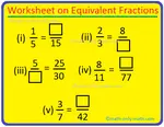 Worksheet on Equivalent Fractions