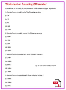 Worksheet on Rounding Off Number PDF