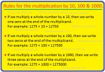 Rules for the Multiplication by 10, 100 and 1000.