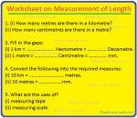 Worksheet on Measurement of Length
