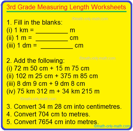 3rd Grade Measuring Length Worksheets
