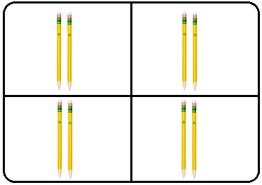4 Groups of 2 Pencils