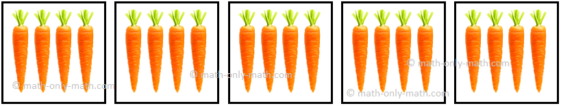 5 Groups of 4 Carrots