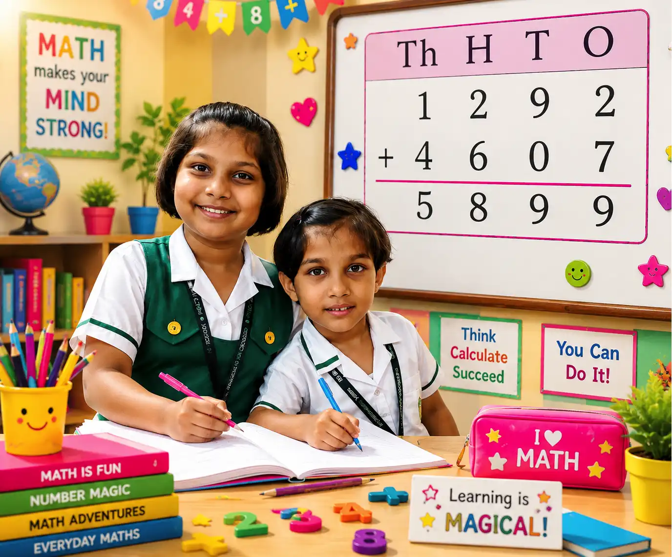 Adding 4-digit numbers without regrouping example
