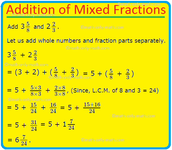 Addition of Mixed Fractions | Adding Mixed Numbers | Add Mixed ...