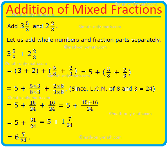 Addition Of Mixed Fractions Adding Mixed Numbers Add Mixed Number