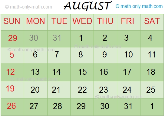 August Calendar