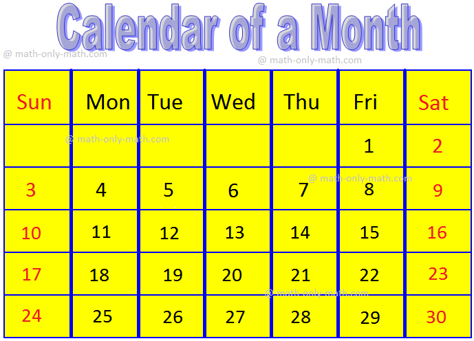Calendar of a Month