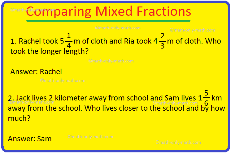 Comparing Mixed Fractions