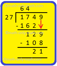 Divide 1749 by 27