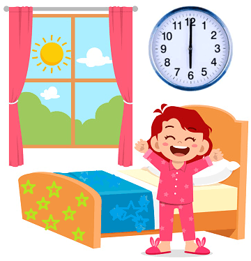 We will learn the concept of time. The sun shines during the day. There is light everywhere. We can see everything around us.  When there is no sun shine, it is night time. Everything is dark in the night and the stars twinkle. We sleep at night.
