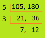 HCF of 105 and 180