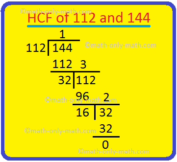 In this method we first divide the greater number by the smaller number. The remainder becomes the new divisor and the previous divisor as the new dividend. We continue the process until we get 0 remainder. Finding highest common factor (H.C.F) by prime factorization for