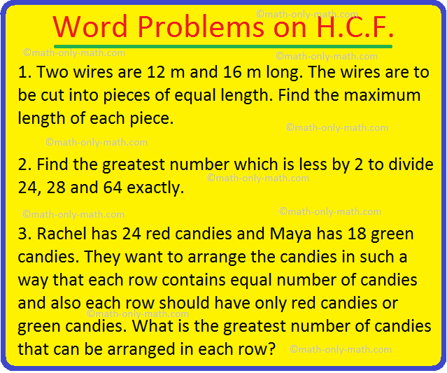 problem solving questions on hcf and lcm