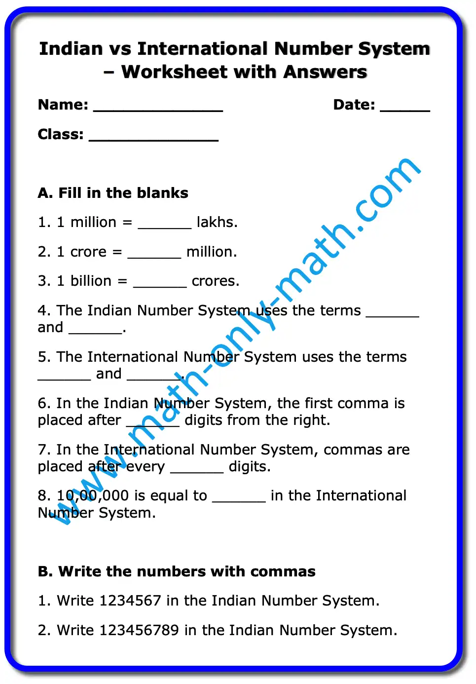 Comparing Numbers Send Student Indian vs International Number System: Place Value Chart & Examples