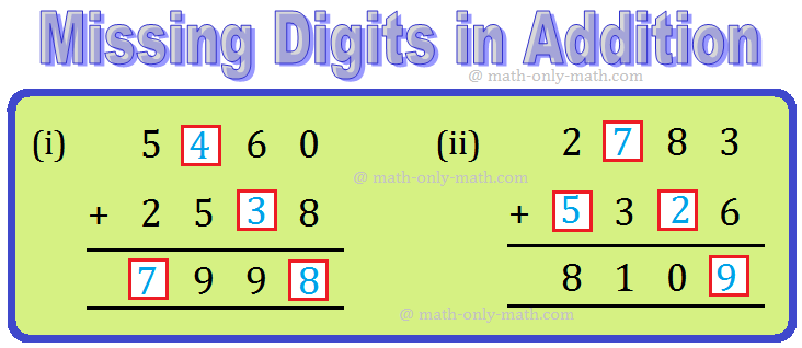 Missing Digits in Addition - Answer