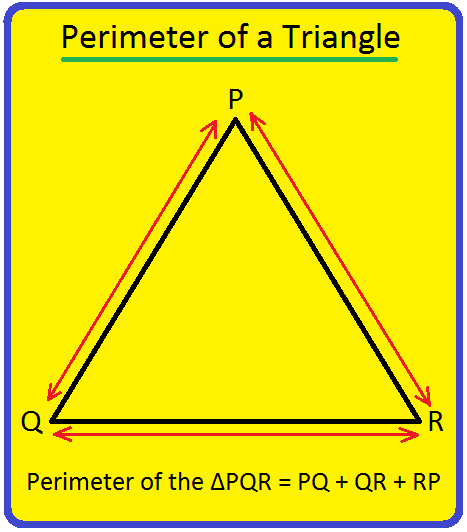 We will discuss here how to find the perimeter of a triangle. We know perimeter of a triangle is the total length (distance) of the boundary of a triangle. Perimeter of a triangle is the sum of lengths of its three sides. The perimeter of a triangle ABC  Perimeter