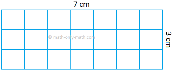 Rectangle with a length of 7 cm and a width of 3 cm