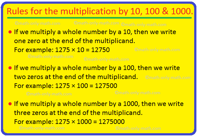 rules for the multiplication by 10 100 and 1000