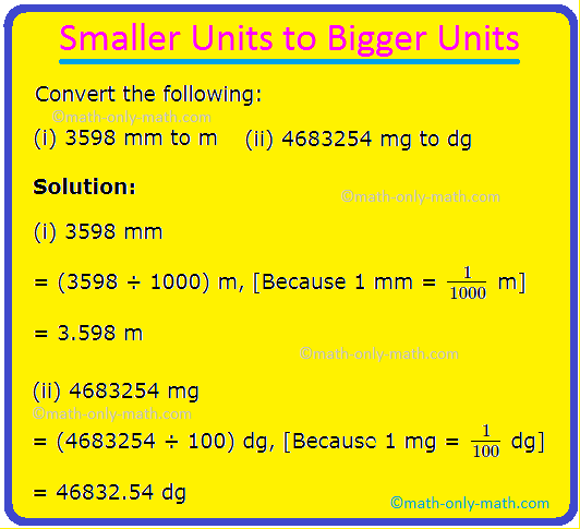 Smaller Units to Bigger Units