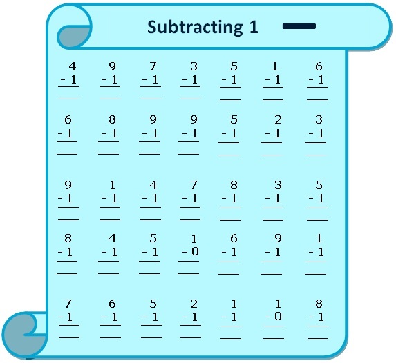 worksheet on subtracting 1 questions based on subtraction subtraction table