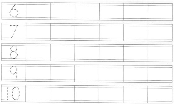 worksheets on tracing numbers from 6 to 10 trace and write the numbers