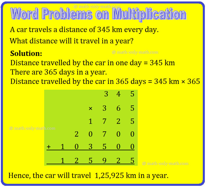 Word Problems on Multiplication