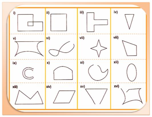 Worksheet on closed curves and open curves questions are here for the students to practice simple shapes.  1. Draw an alphabet which forms a closed figure.  2. Draw a number which forms a closed figure which is not simple.  3. Draw a number which forms a simple closed figure