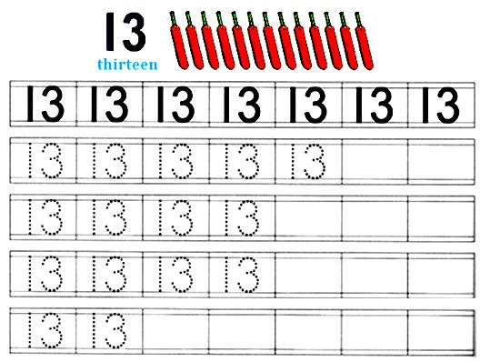 Free Printable Worksheet on Number 13 | Trace and Learn to Write the