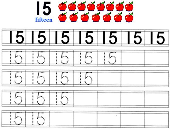 worksheet on number 15 trace and learn to write the number 15