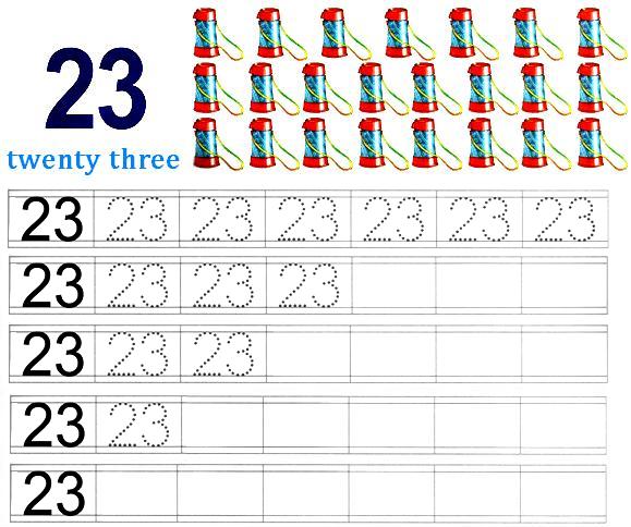 Worksheet on Number 23 | Preschool Number Worksheets | Number 23