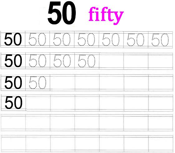 Writing Numbers To 50 Worksheets