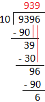 9396 Divided by 10