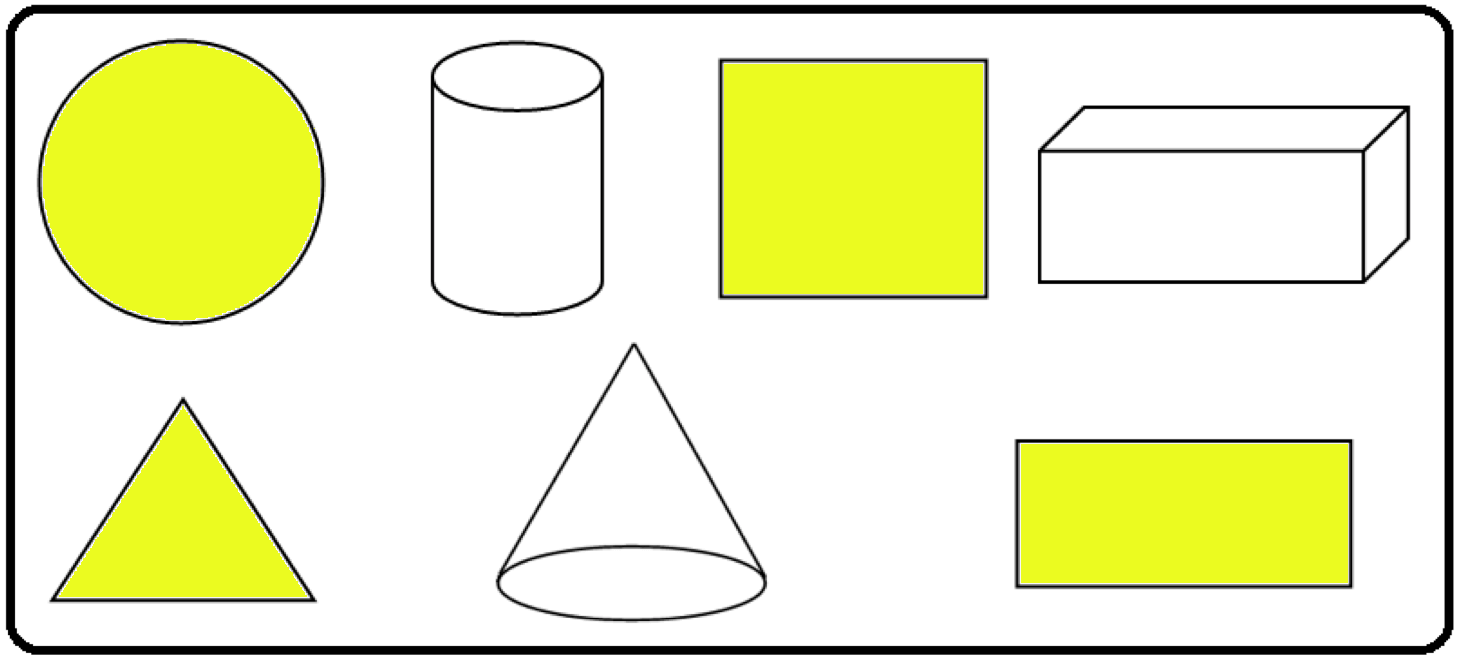 Colour All the Plane Shapes in Yellow