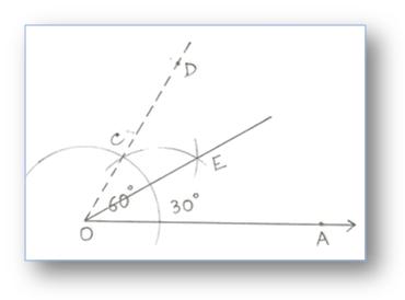 Construct with ruler and compasses, angles of following measures: (a) 60°  (b) 30° (c)