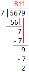 Divide 5679 by 7