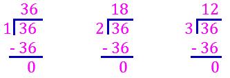 Factors of 36