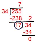 H.C.F. of 34 and 255