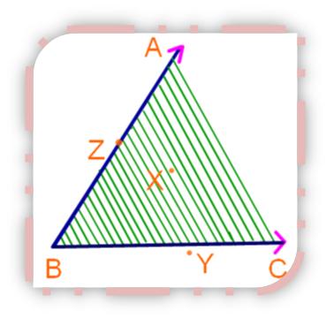 Interior and exterior of an angle is explained here. The shaded portion between the arms BA and BC of the angle ABC can be extended indefinitely.