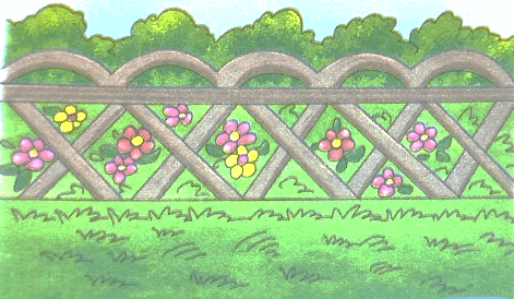 Pattern of Straight Lines and Curved Lines on a Fence