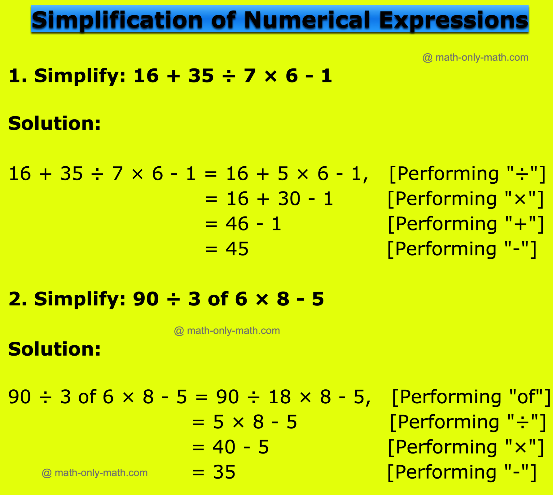 Simplification of Numerical Expressions