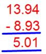 Subtraction of Decimal Fractions