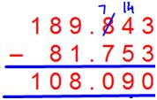 Subtract Decimals