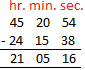 Subtraction of Hours