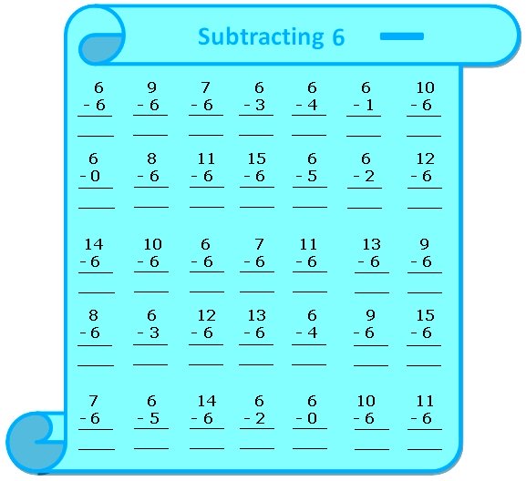 Subtraction Table on 6