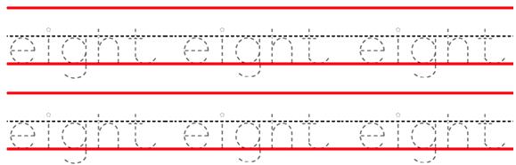 Trace the number 8 in words